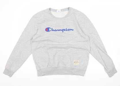 Champion Mens Grey XL Pullover Sweatshirt Crew Neck Logo Jumper