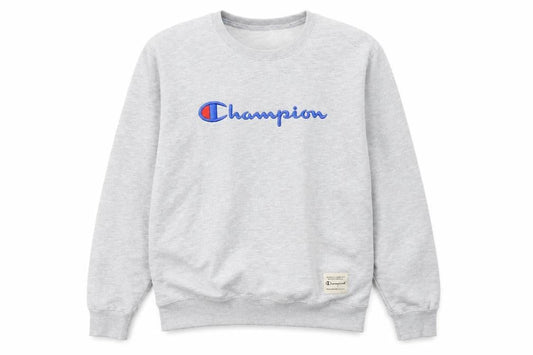 Champion Mens Grey XL Pullover Sweatshirt Crew Neck Logo Jumper
