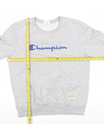 Champion Mens Grey XL Pullover Sweatshirt Crew Neck Logo Jumper