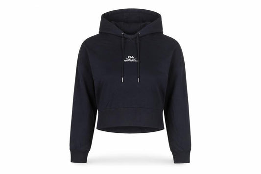 Fila Women’s Black Pullover Hoodie Size 8 Graphic Logo Hooded Sweatshirt