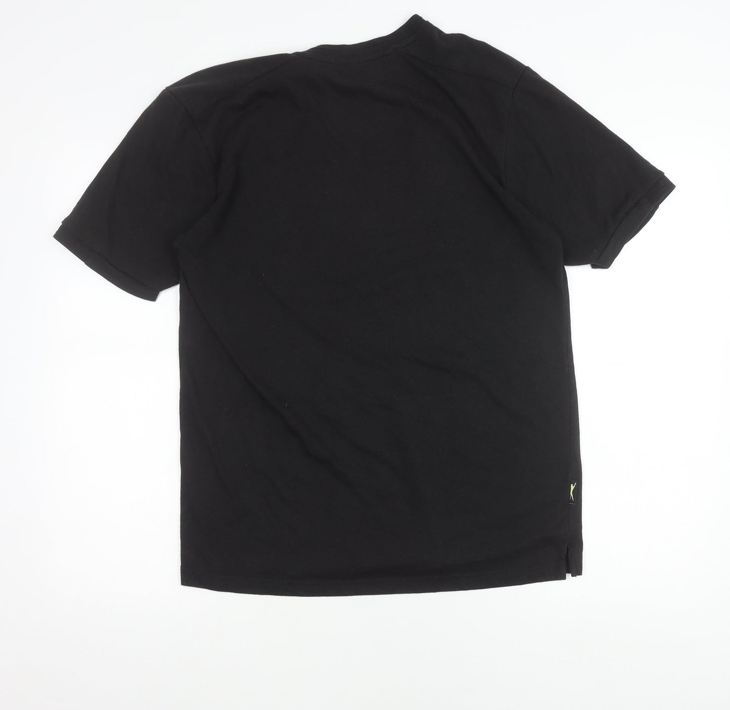 Slazenger Men Black L Crew Neck Short Sleeve Cotton T-Shirt