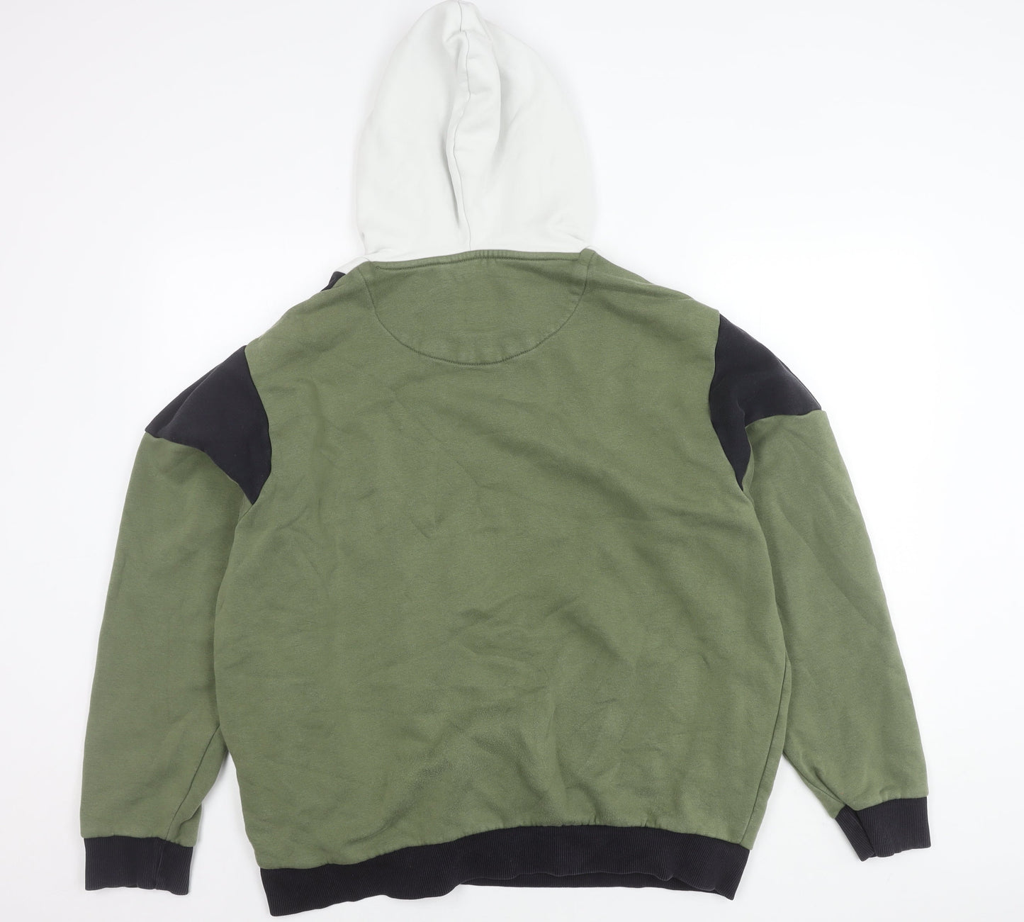 Next Men's XL Pullover Hoodie Green White Black Colour Block