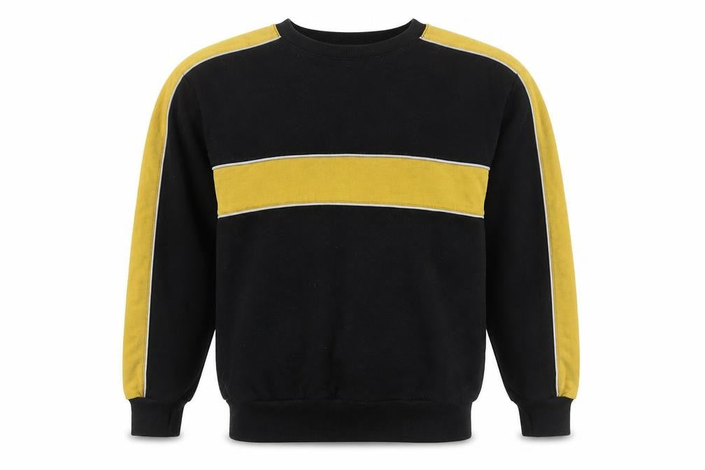 H&M Divided Men’s Black Yellow Striped Pullover Sweatshirt M