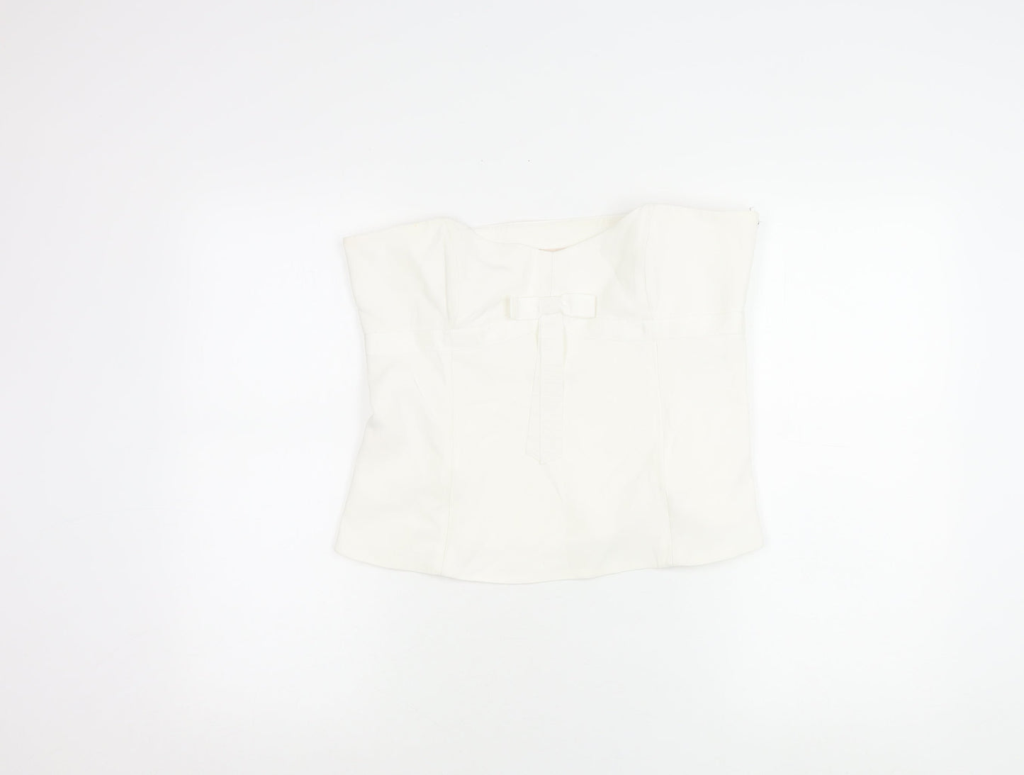 Whistles Women Ivory Strapless Satin Bow Detail Blouse UK 16