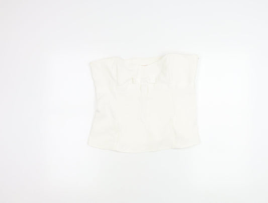 Whistles Women Ivory Strapless Satin Bow Detail Blouse UK 16