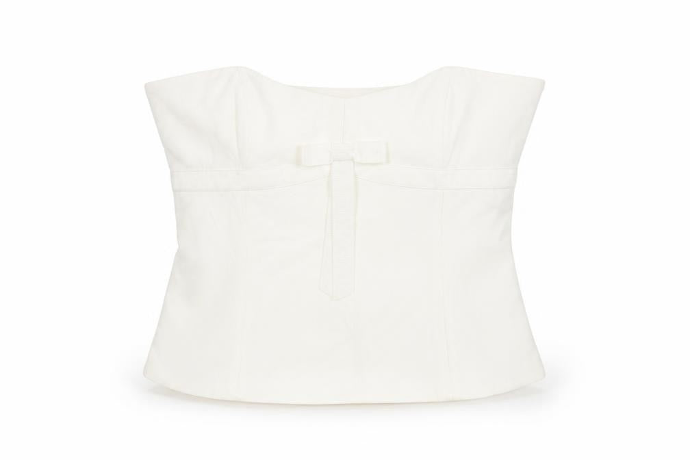 Whistles Women Ivory Strapless Satin Bow Detail Blouse UK 16