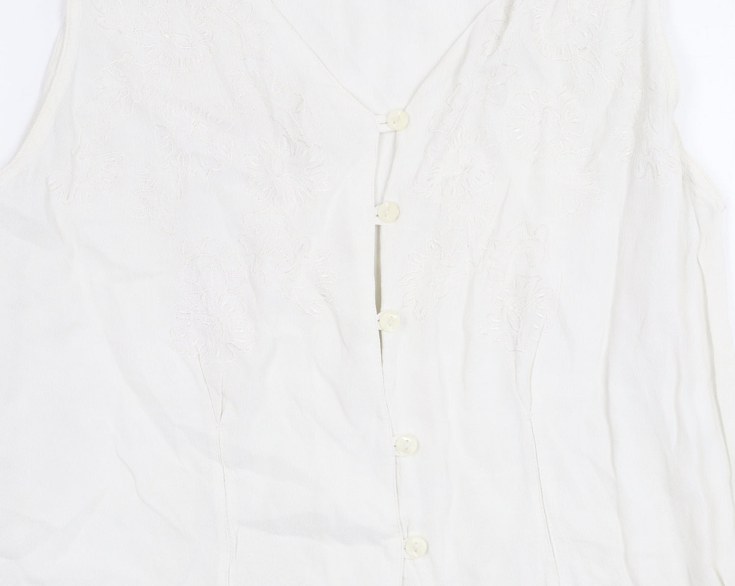 Wallis Womens White Viscose Sleeveless Blouse Size 12