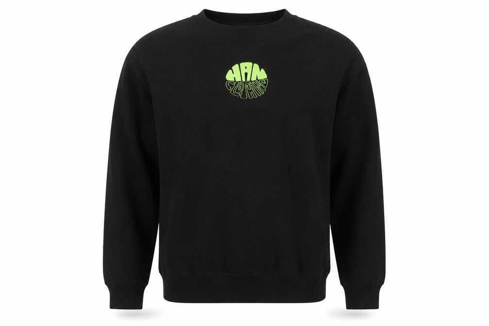 Han Mens Black Medium Pullover Sweatshirt Crew Neck Logo Cotton Blend