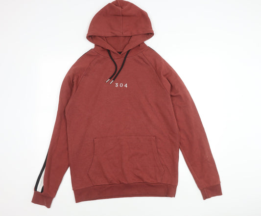 304 Men’s Brown Pullover Hoodie Size L Regular Fit Hooded Sweatshirt