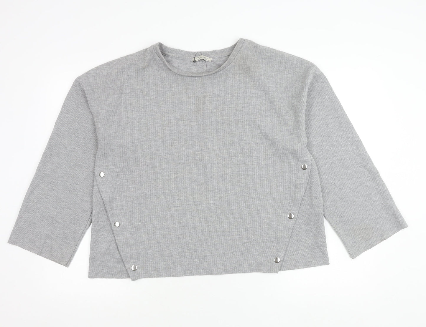Zara Trafaluc Womens Grey Cotton Crew Neck Pullover Jumper Size 12