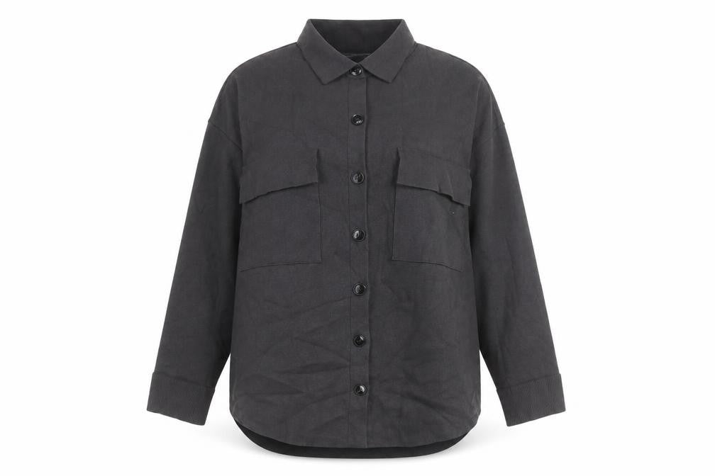 Zara Women Grey Collared Long Sleeve Button Jacket Size L