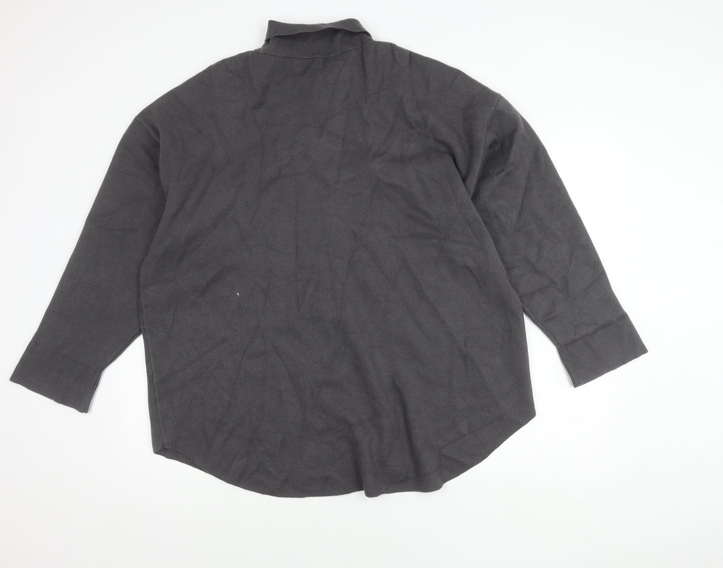 Zara Women Grey Collared Long Sleeve Button Jacket Size L