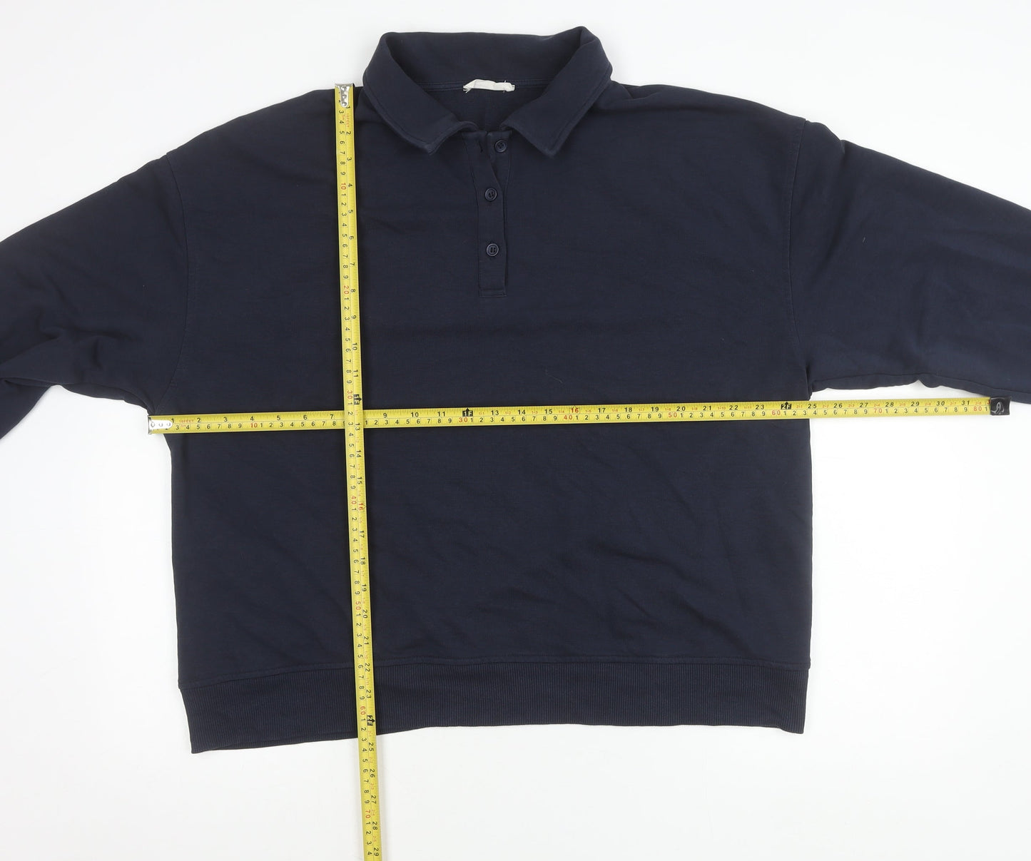 STR Men’s Blue XL Collared Henley Sweatshirt Long Sleeve Cotton Blend