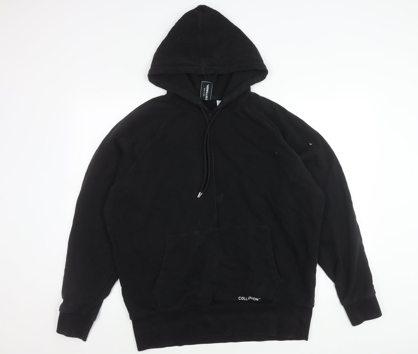 Collusion Unisex Black Pullover Hoodie M Regular Fit Logo