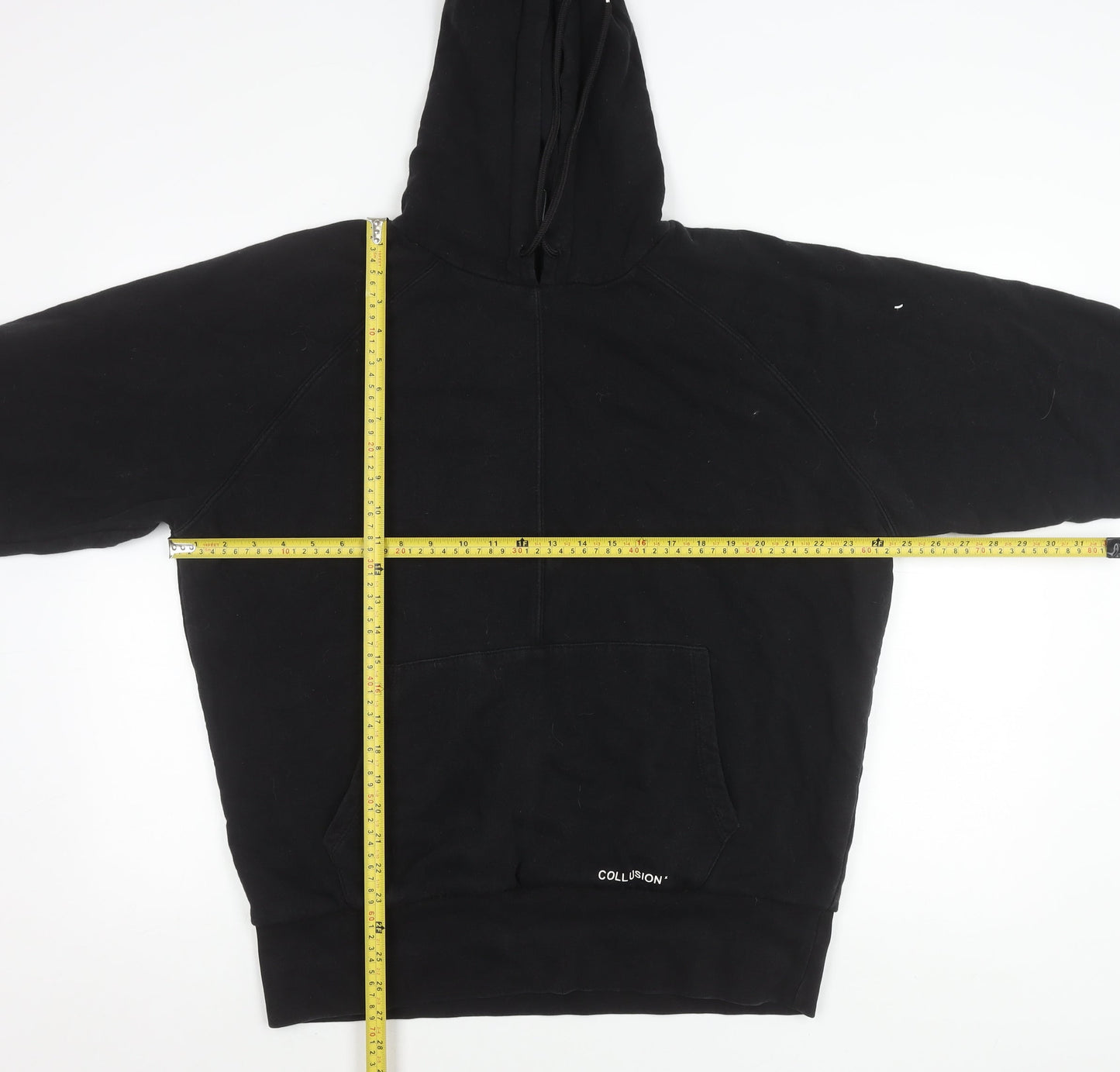 Collusion Unisex Black Pullover Hoodie M Regular Fit Logo