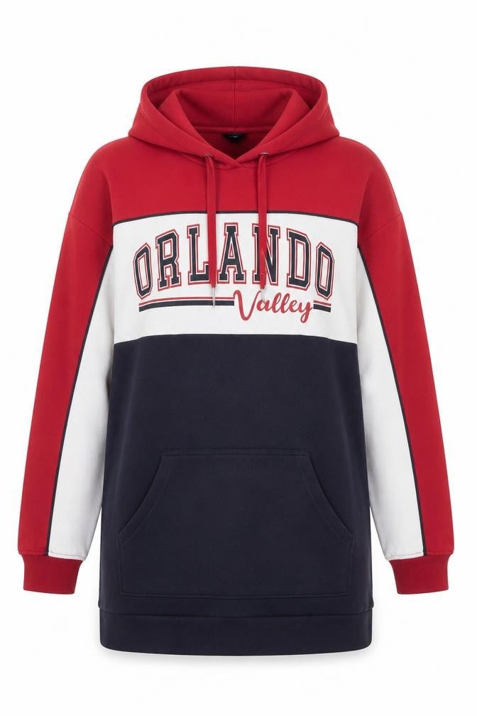 H&M Divided Women’s Red Blue Colourblock Hoodie Size 12 Pullover