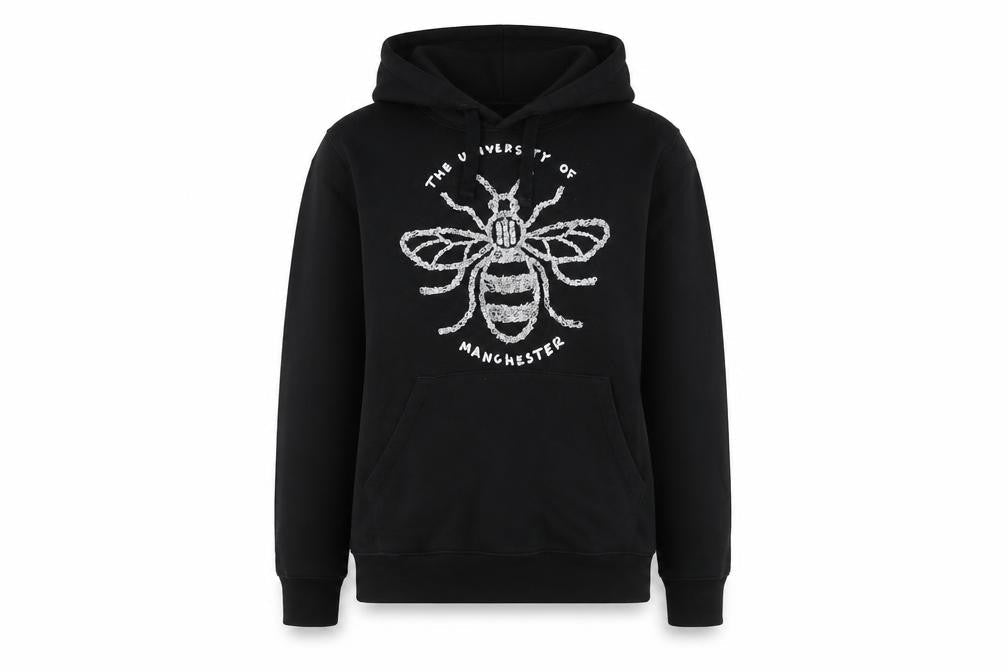 Russell Unisex Black Pullover Hoodie S University Bee Logo