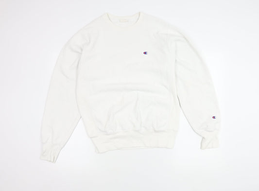 Champion Men’s White Small Crew Neck Logo Sweatshirt Pullover