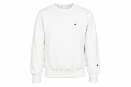 Champion Men’s White Small Crew Neck Logo Sweatshirt Pullover