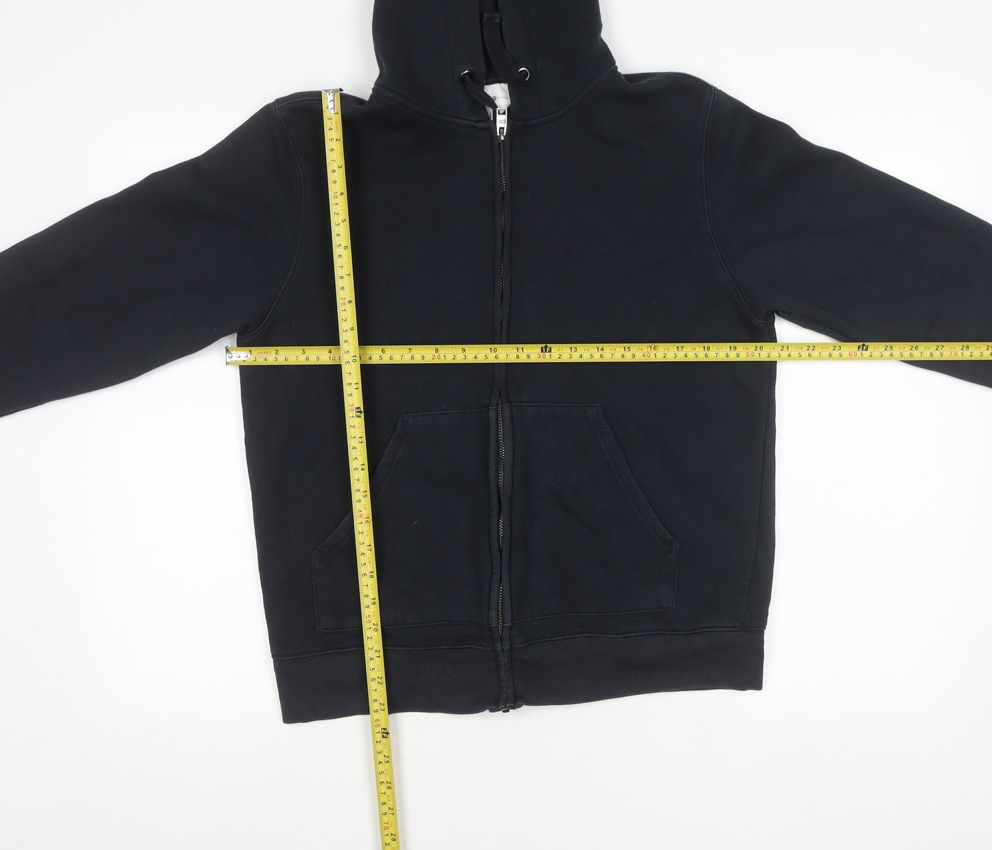 MNG Women Black Hooded Full Zip Cotton Blend Jacket Size 8