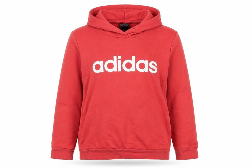 Adidas Women Red Pullover Hoodie L Logo Sports Casual