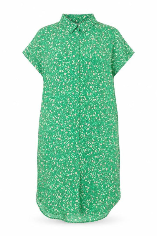 Monki Womens Green Polka Dot Shirt Dress XS Viscose Casual
