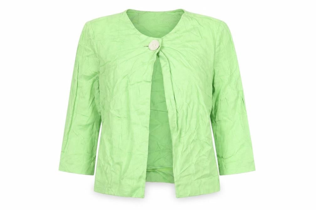 Jaeger Women’s Green Linen Suit Jacket Size 12 One Button Shawl Collar