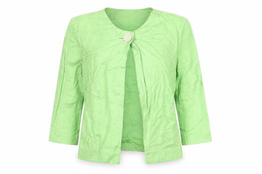 Jaeger Women’s Green Linen Suit Jacket Size 12 One Button Shawl Collar