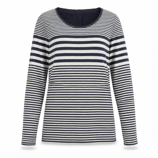 FatFace Womens Blue Striped Long Sleeve Scoop Neck Top Size 8