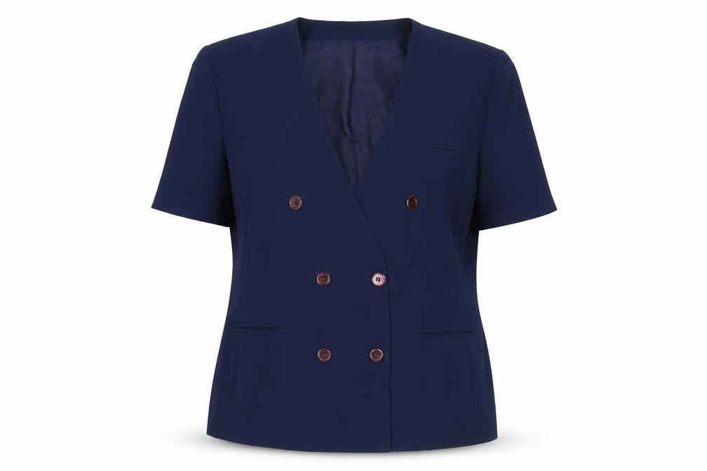 Amari Women's Blue Size 18 Double-Breasted Short Sleeve Jacket