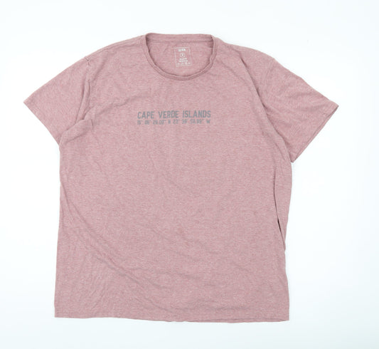 Sea Tribe Men’s Pink XL Graphic Crew Neck Cotton Blend T-Shirt