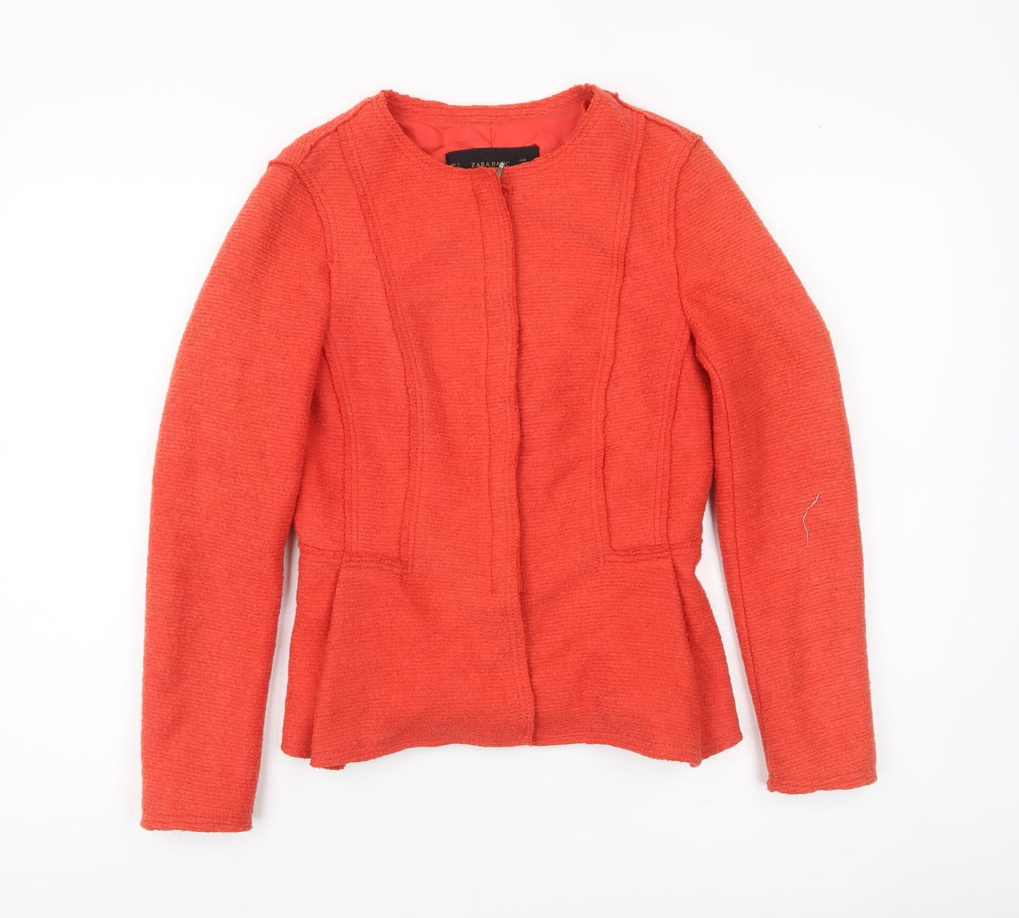 Zara Basic Women's Red Collarless Blazer Jacket Size S