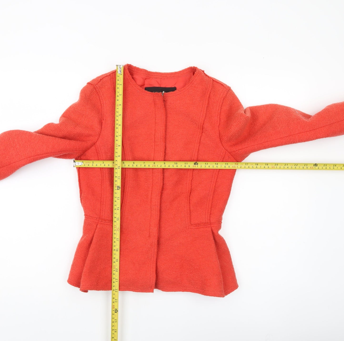 Zara Basic Women's Red Collarless Blazer Jacket Size S
