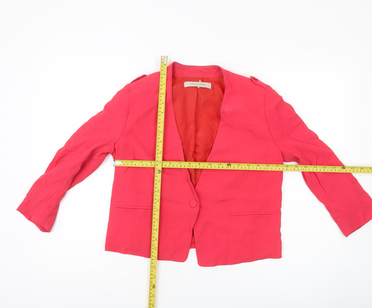 Gerard Darel Womens Red Viscose Blazer Size 8 One Button Jacket