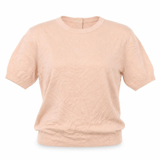 Zara Women’s Beige Crew Neck Short Sleeve Knit Jumper Size M
