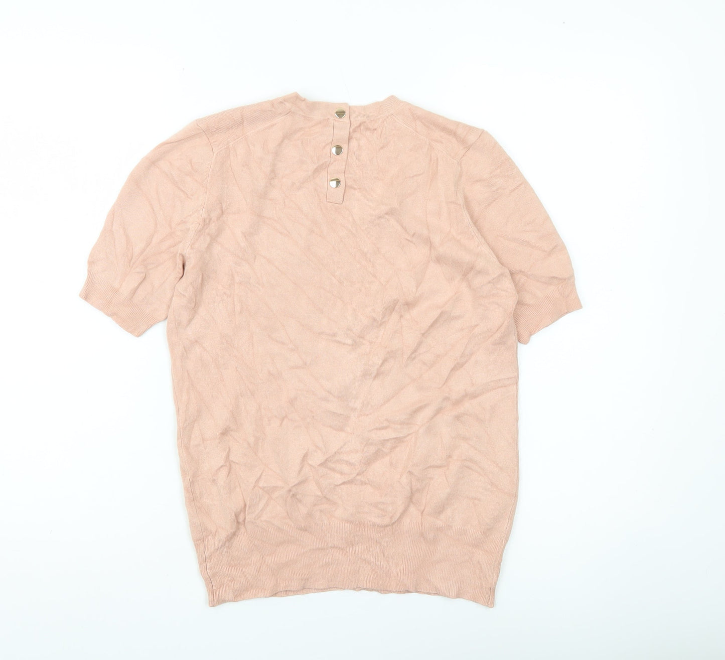 Zara Women’s Beige Crew Neck Short Sleeve Knit Jumper Size M