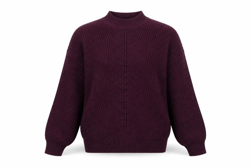 Beloved Womens Purple Mock Neck Chunky Knit Pullover Jumper M