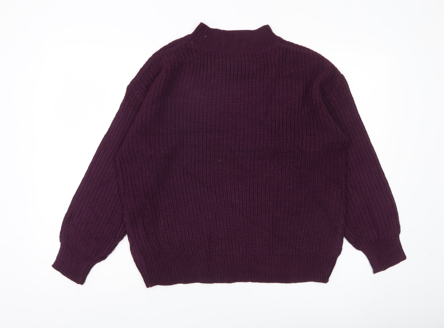 Beloved Womens Purple Mock Neck Chunky Knit Pullover Jumper M