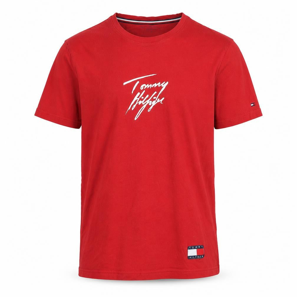 Tommy Hilfiger Men’s Red Medium Graphic Logo T-Shirt Cotton