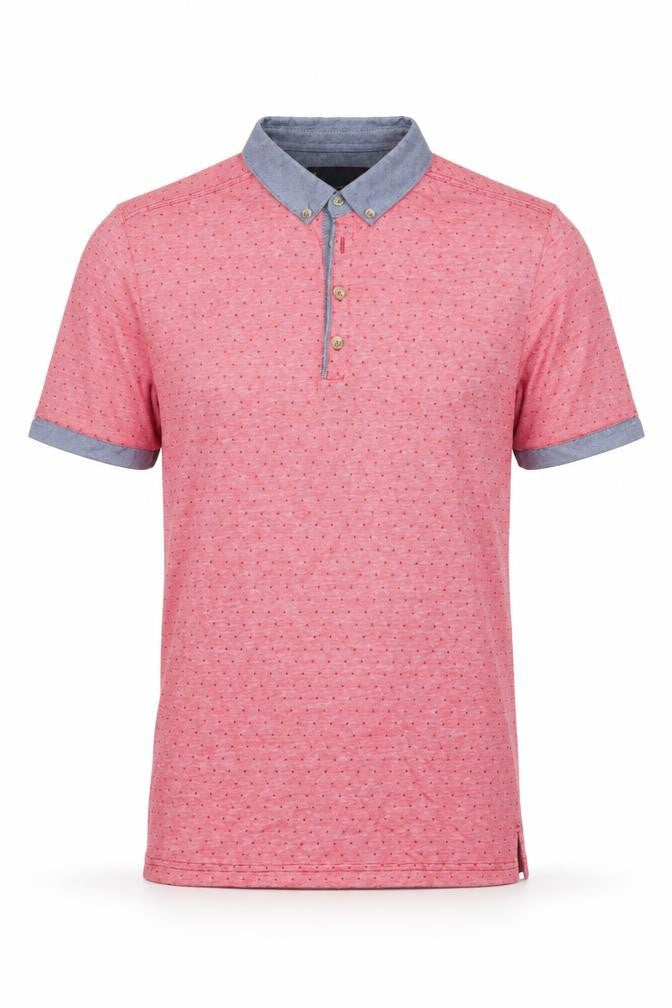 Next Men’s Red Polka Dot Cotton Polo Shirt Size S Short Sleeve