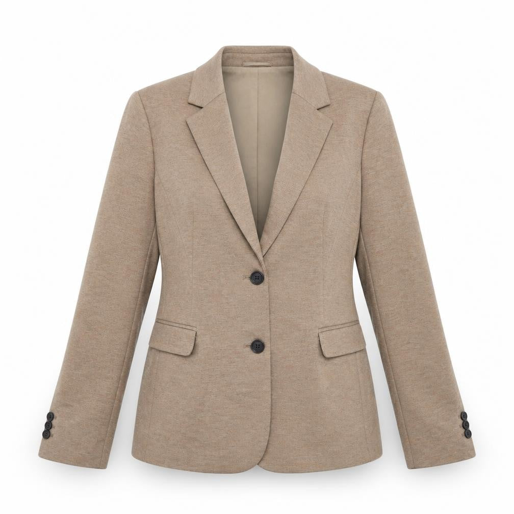 Zara Basic Women Brown Blazer Jacket L Notch Lapel Tailored Workwear