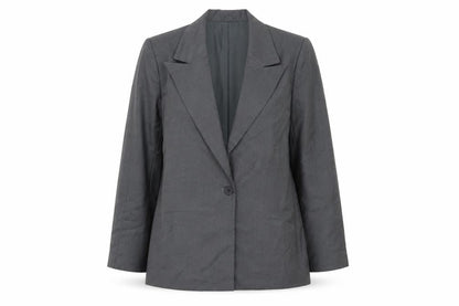 PRETTYLITTLETHING Women's Grey Size 8 Single Breasted Blazer Jacket