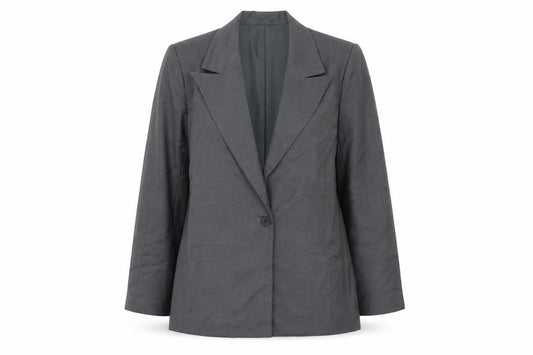 PRETTYLITTLETHING Women's Grey Size 8 Single Breasted Blazer Jacket