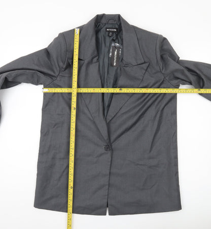 PRETTYLITTLETHING Women's Grey Size 8 Single Breasted Blazer Jacket