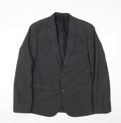 Additional front view of ASOS Men’s Grey Slim Fit Blazer Jacket, size 40, Chest
