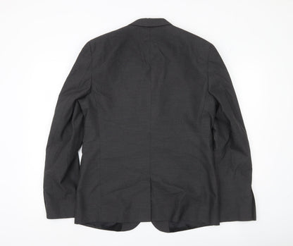 Close-up detail of ASOS Men’s Grey Slim Fit Blazer Jacket, size 40, Chest