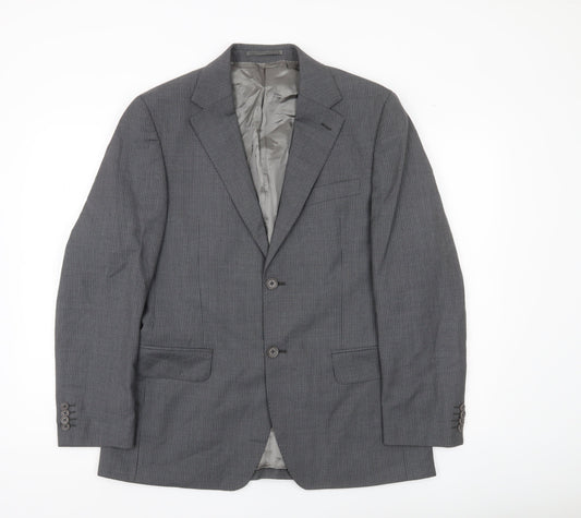 Rochas Paris Men's Grey Wool Pinstripe Blazer Jacket Size 48
