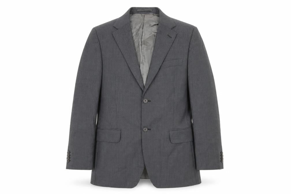 Rochas Paris Men's Grey Wool Pinstripe Blazer Jacket Size 48