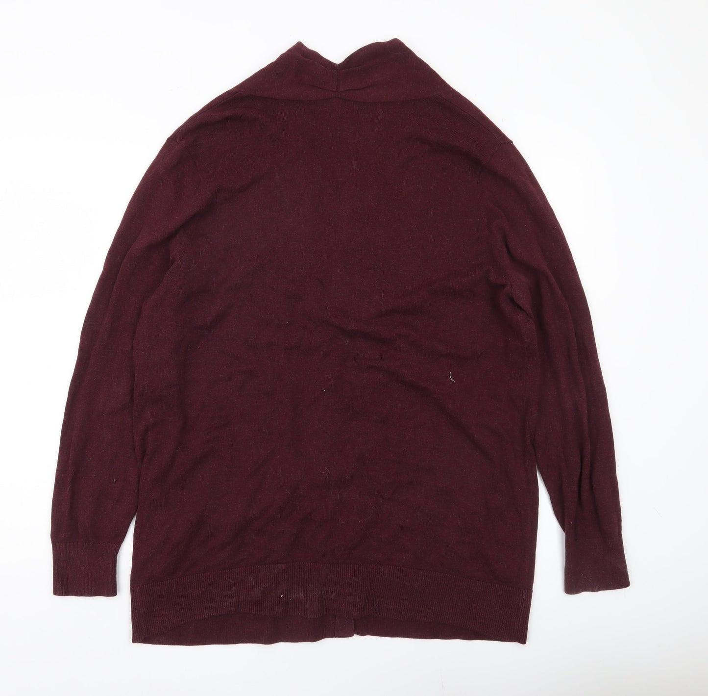 Lands' End Womens Red Cotton Long Sleeve Open Cardigan L