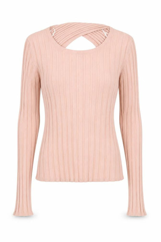 Brave Soul Women’s Pink Ribbed Knit Slim Fit Long Sleeve Pullover Jumper Size M